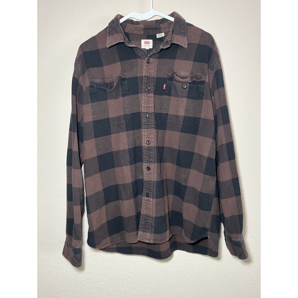 Levi's Men's Size XL Brown Plaid Long Sleeve Button Down Flannel Shirt